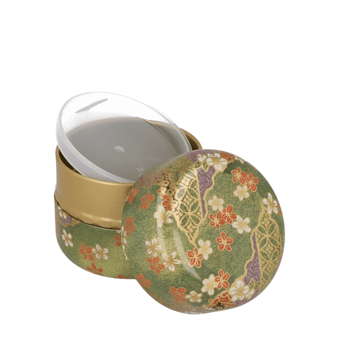 Tea Canister Green Flowers