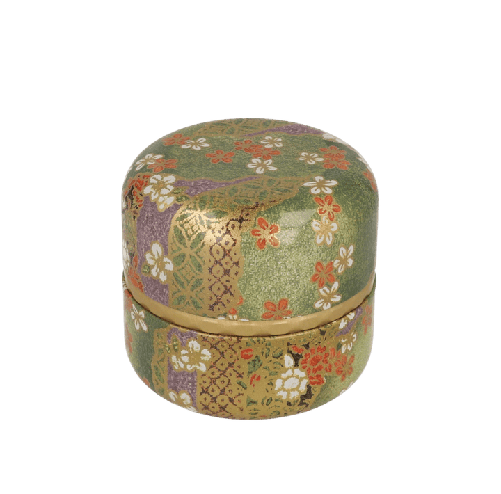 Tea Canister Green Flowers