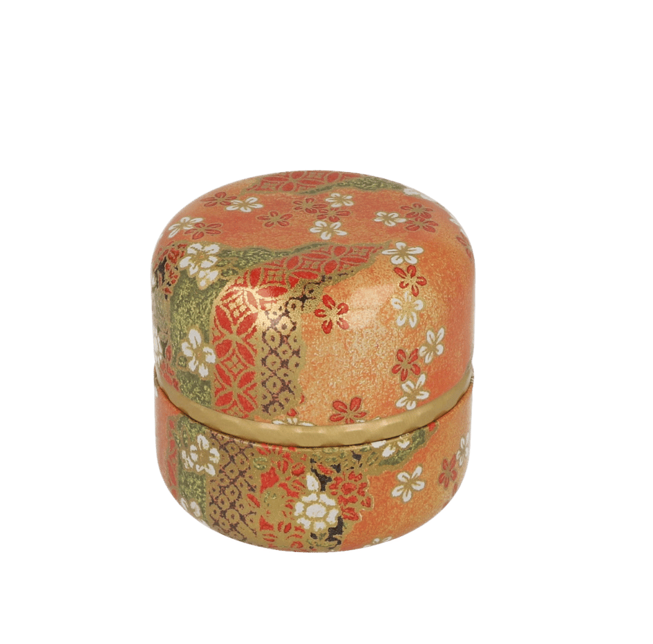 Tea Canister Orange Flowers