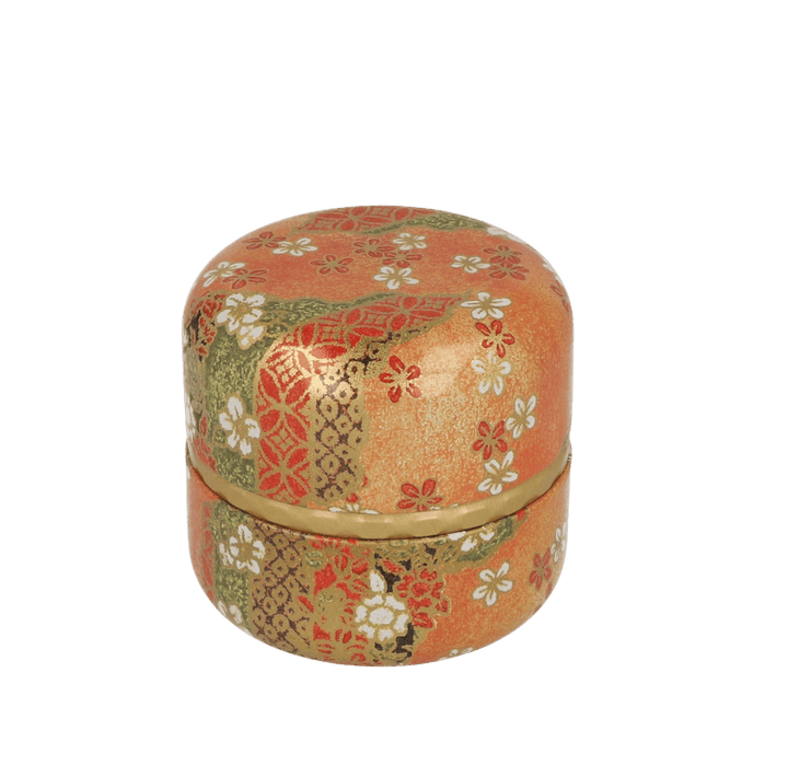 Tea Canister Orange Flowers
