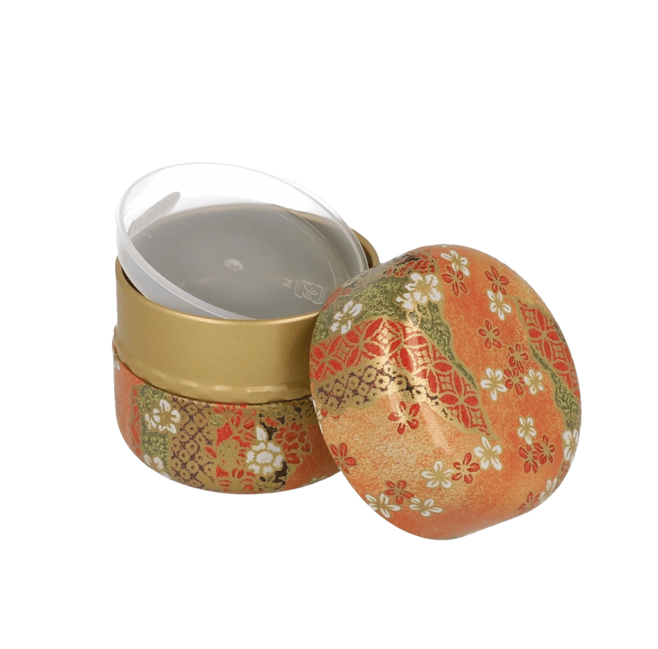Tea Canister Orange Flowers