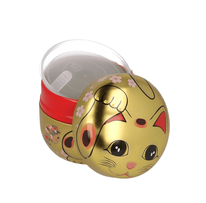 Tea Canister Maneki Neko Gold