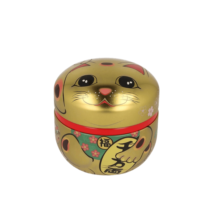Tea Canister Maneki Neko Gold