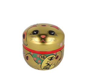 Tea Canister Maneki Neko Gold