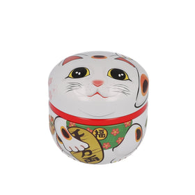 Tea Canister Maneki Neko White