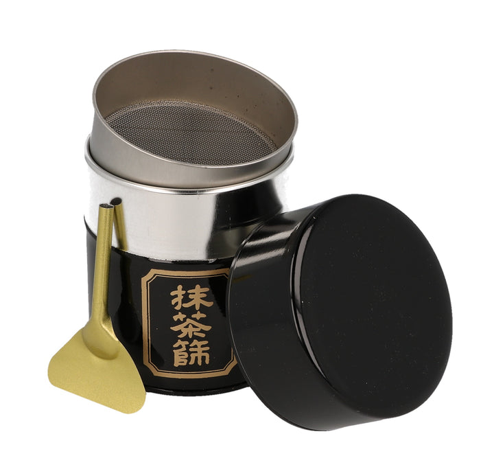 Matcha Tin Black, with Strainer and Scoop
