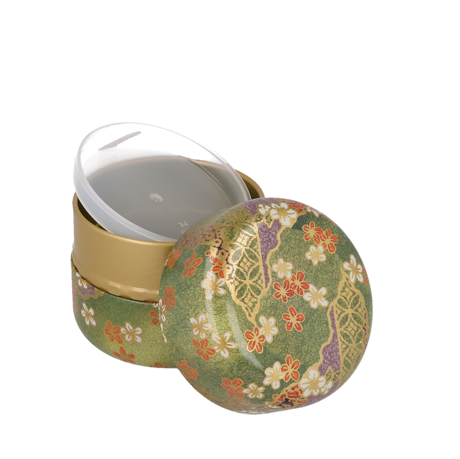 Tea Canister Green Flowers - 0