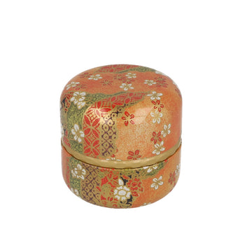Tea Canister Orange Flowers