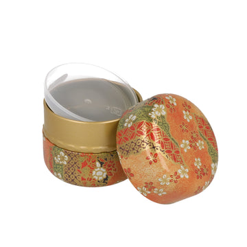 Tea Canister Orange Flowers - 0